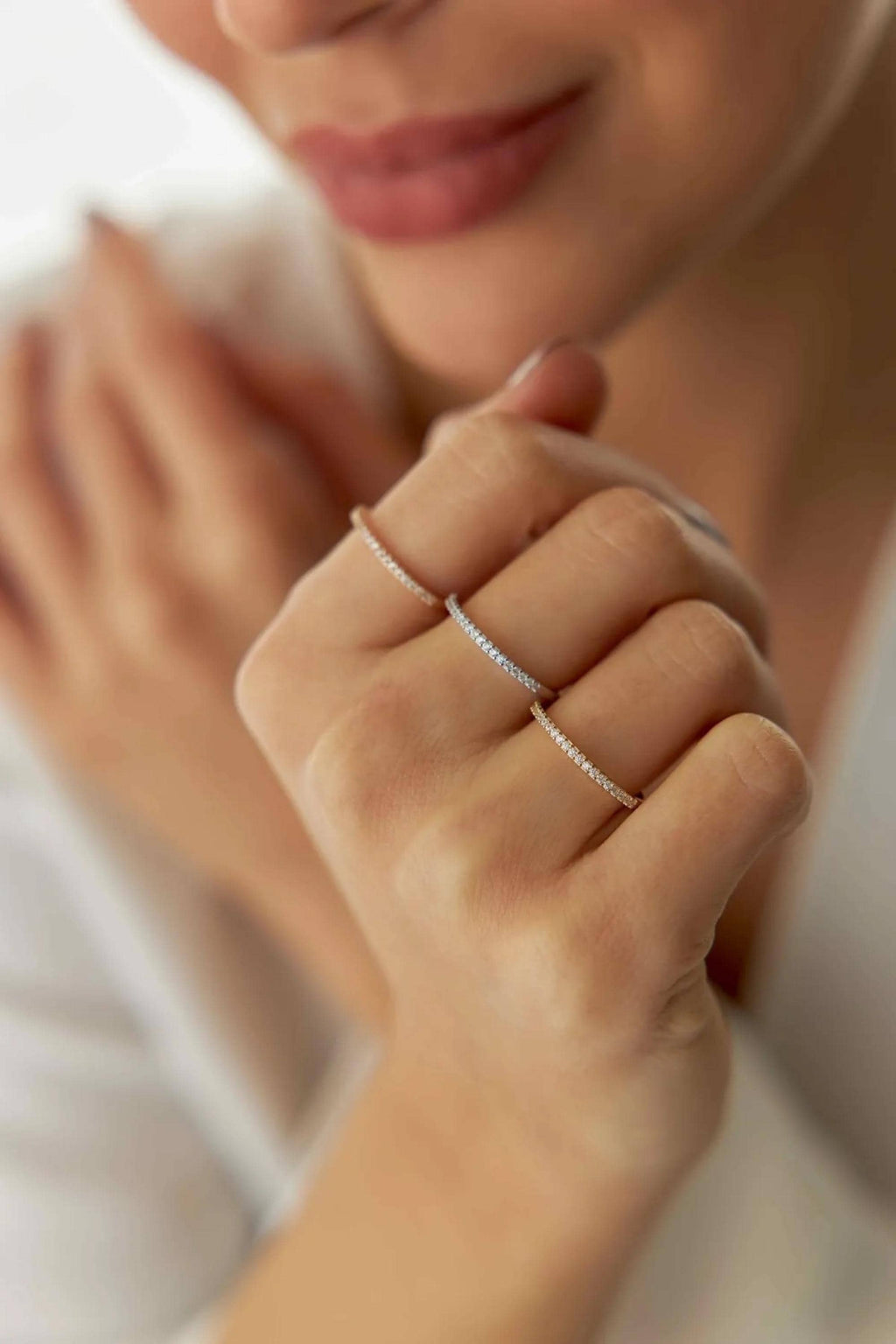 14K Gold Half Eternity Ring, Classic Gold Band