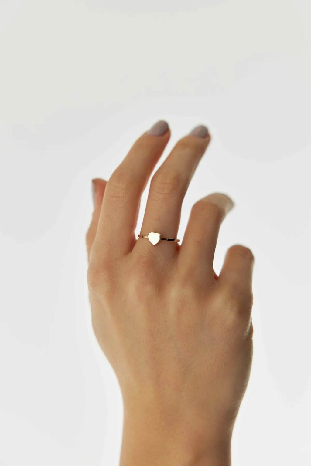 14K Gold Heart Ring, Delicate Love Band
