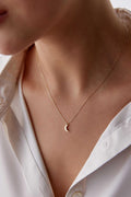 14K Gold Moon Necklace, Celestial Crescent Pendant, Dainty Lunar Gold Jewelry, Minimalist Layering Necklace, Elegant Gift for Women