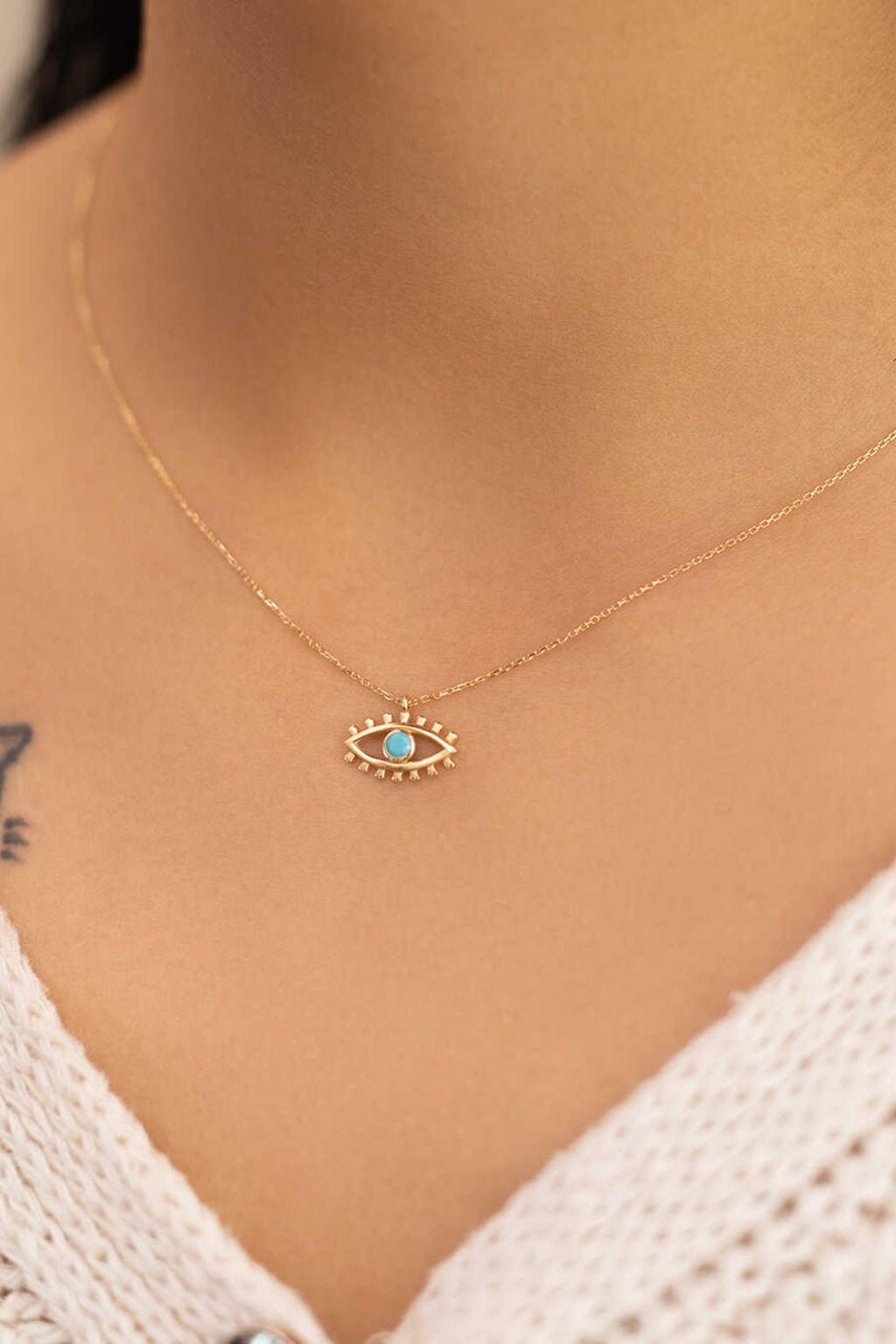 14K Gold Evil Eye Necklace, Eyelash Evil Eye Pendant, Dainty Nazar Jewelry, Protective Symbol Necklace, Elegant Everyday Gift for Women