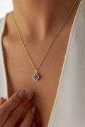 14K Gold Clover Evil Eye Necklace, Lucky Clover Nazar Pendant, Protective Symbol Jewelry, Dainty Gold Layering Necklace, Gift for Women