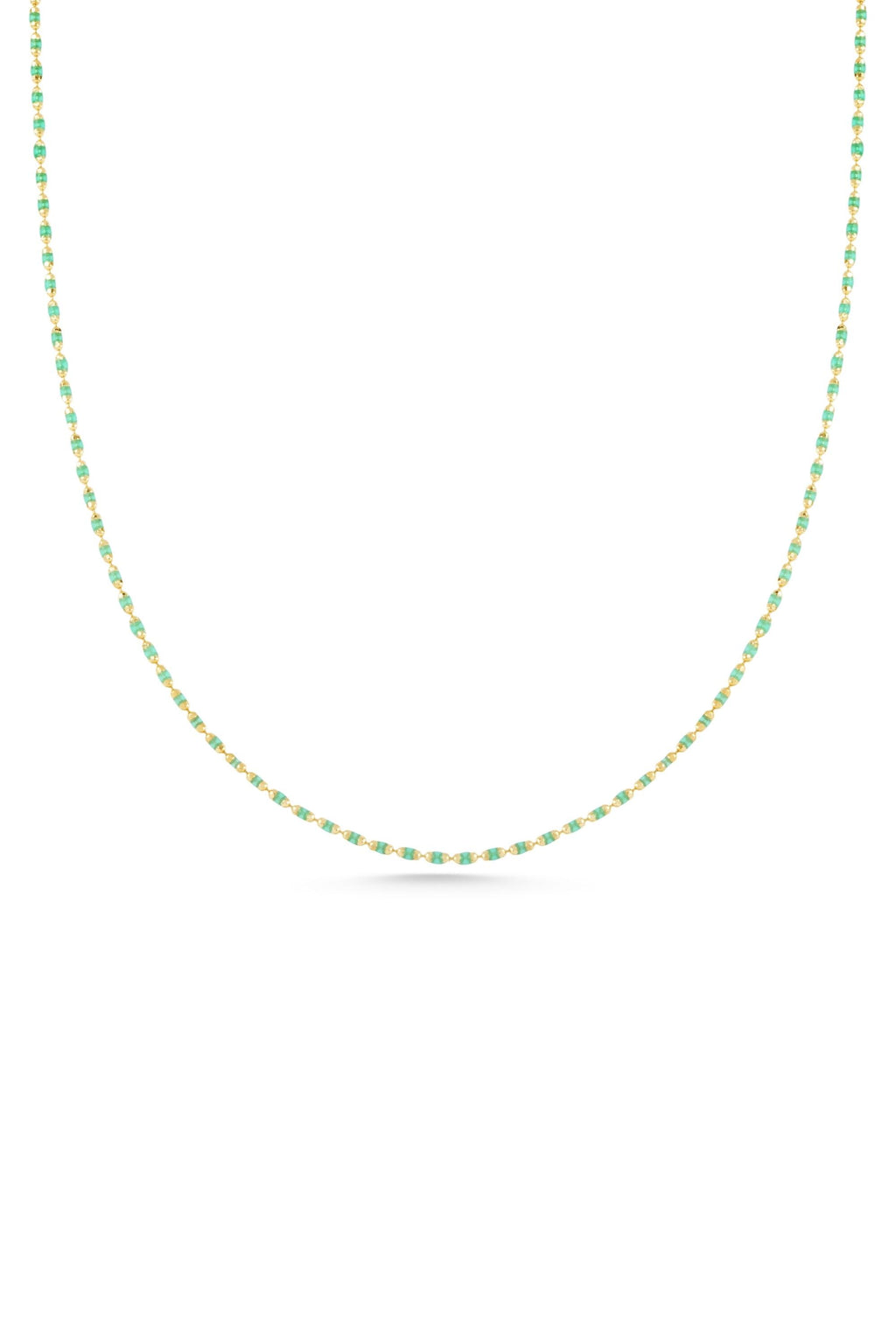 14K Gold Green Bead Necklace, Green Beaded Gold Chain, Vibrant Gemstone Jewelry, Dainty Layering Necklace, Elegant Everyday Gift for Women