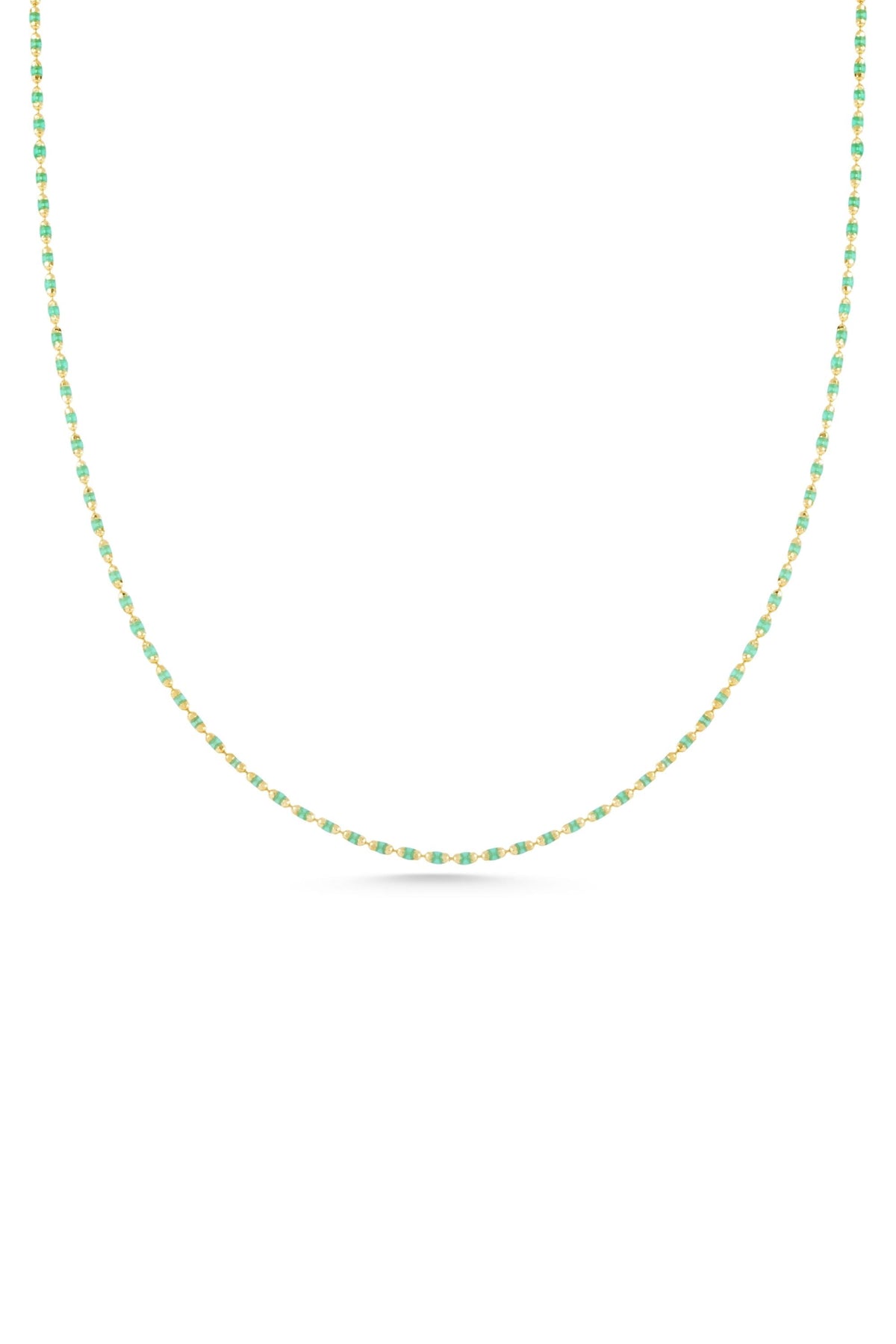 14K Gold Green Bead Necklace, Green Beaded Gold Chain, Vibrant Gemstone Jewelry, Dainty Layering Necklace, Elegant Everyday Gift for Women