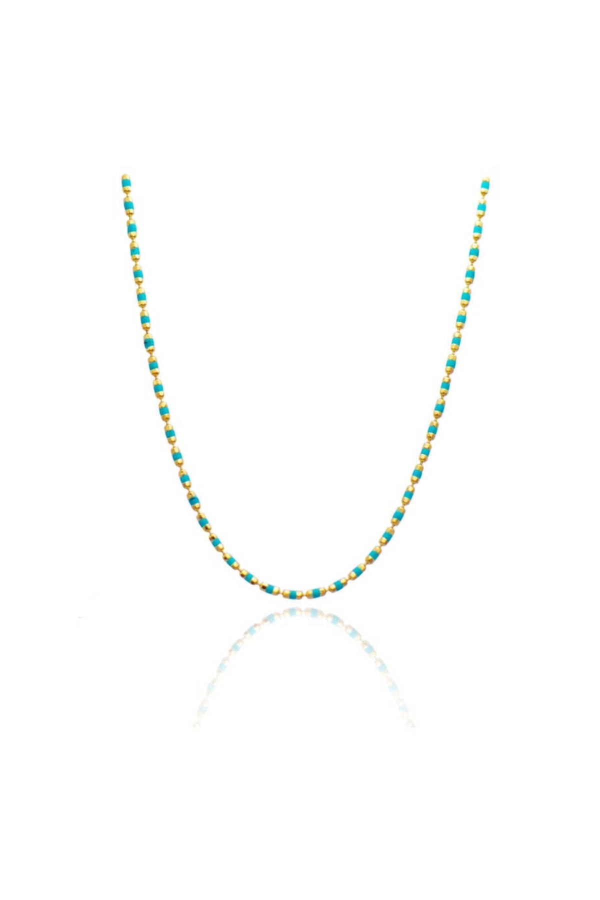 14K Gold Turquoise Bead Necklace, Turquoise Beaded Gold Chain, Vibrant Gemstone Jewelry, Dainty Layering Necklace, Elegant Gift for Women