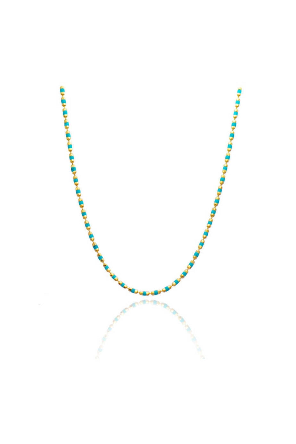14K Gold Turquoise Bead Necklace, Turquoise Beaded Gold Chain, Vibrant Gemstone Jewelry, Dainty Layering Necklace, Elegant Gift for Women