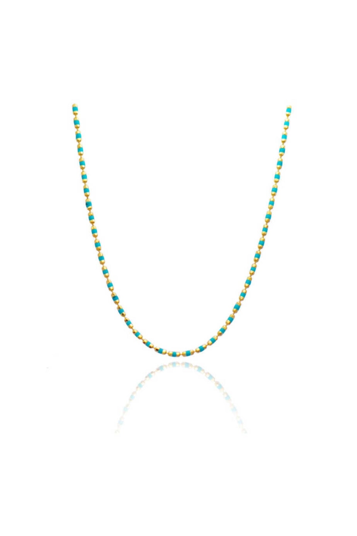 14K Gold Turquoise Bead Necklace, Turquoise Beaded Gold Chain, Vibrant Gemstone Jewelry, Dainty Layering Necklace, Elegant Gift for Women
