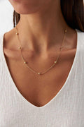 14K Gold Satellite Necklace, Station Chain Jewelry, Dainty Beaded Gold Chain, Elegant Layering Necklace, Delicate Everyday Gift for Women