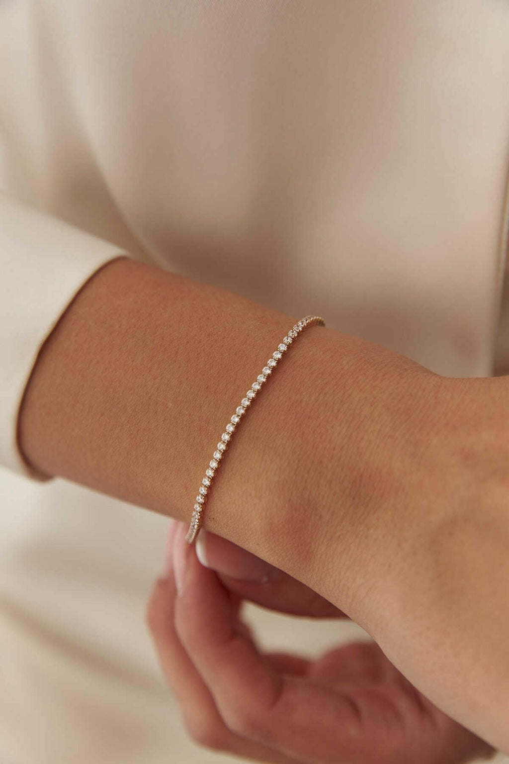 14K Gold 2mm Tennis Bracelet, Classic Sparkling Gold Bracelet, Sleek CZ Link Jewelry, Elegant Stacking Bracelet, Timeless Gift for Women