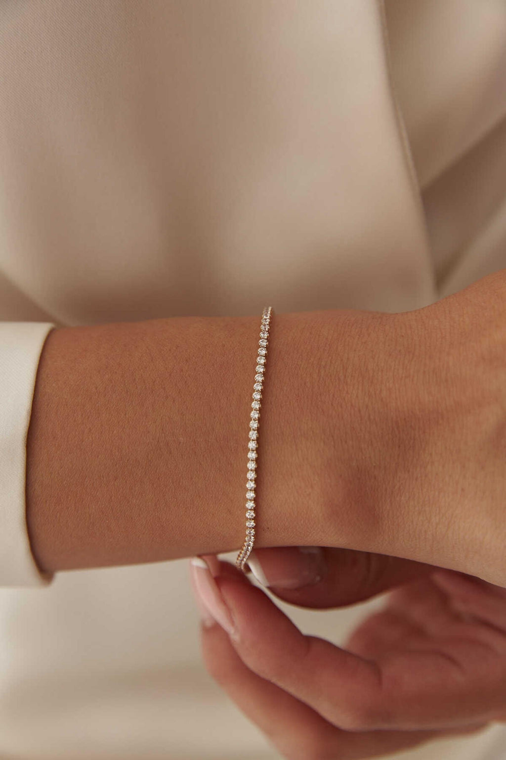 14K Gold 2mm Tennis Bracelet, Classic Sparkling Gold Bracelet, Sleek CZ Link Jewelry, Elegant Stacking Bracelet, Timeless Gift for Women