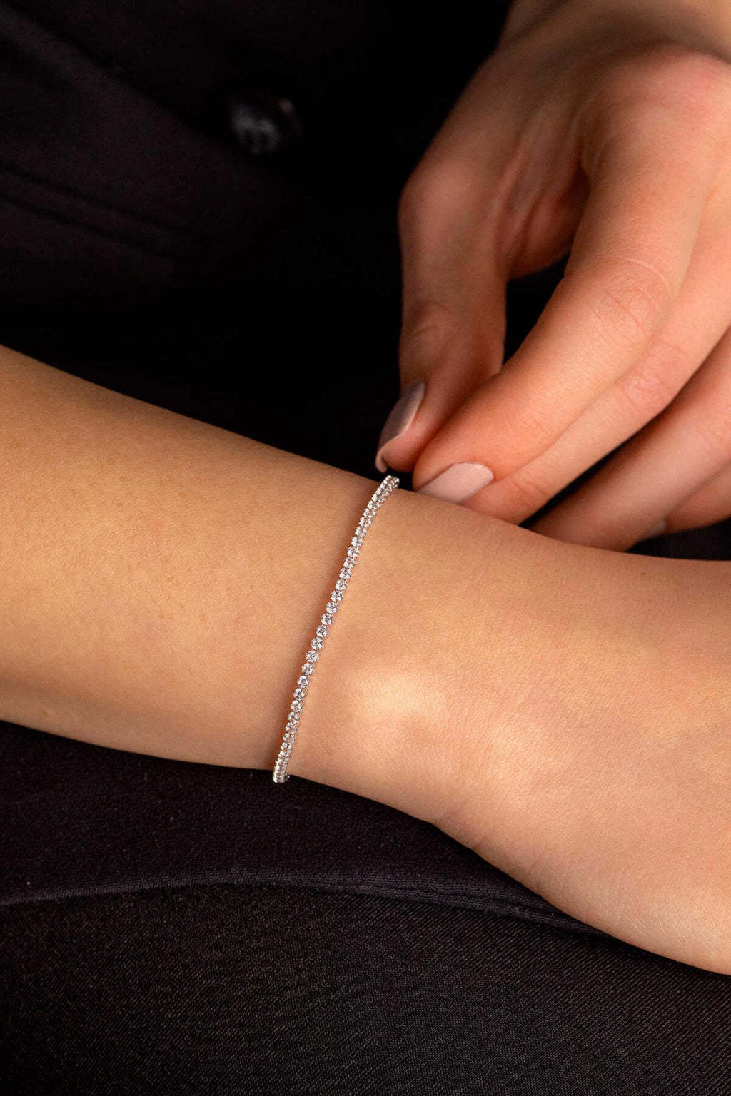 14K Gold 2mm Tennis Bracelet, Classic Sparkling Gold Bracelet, Sleek CZ Link Jewelry, Elegant Stacking Bracelet, Timeless Gift for Women