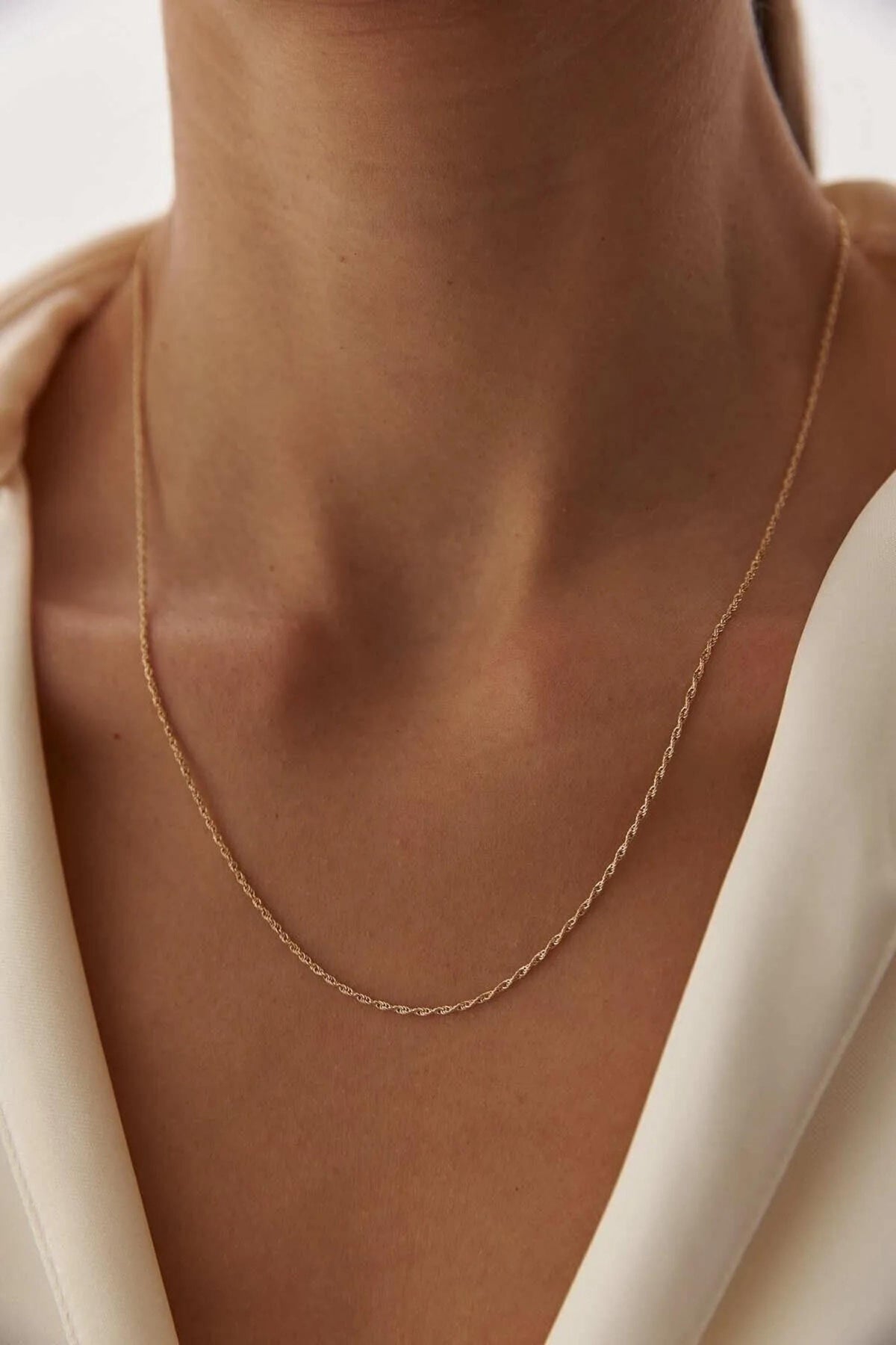 14K Gold 1.2mm Rope Chain Necklace, Fine Twisted Gold Chain, Delicate Layering Jewelry, Classic Everyday Necklace, Gift for Women