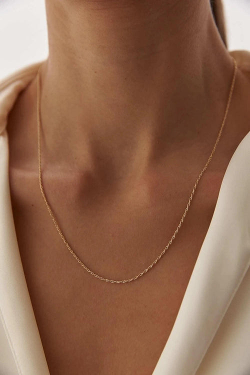 14K Gold 1.2mm Rope Chain Necklace, Fine Twisted Gold Chain, Delicate Layering Jewelry, Classic Everyday Necklace, Gift for Women