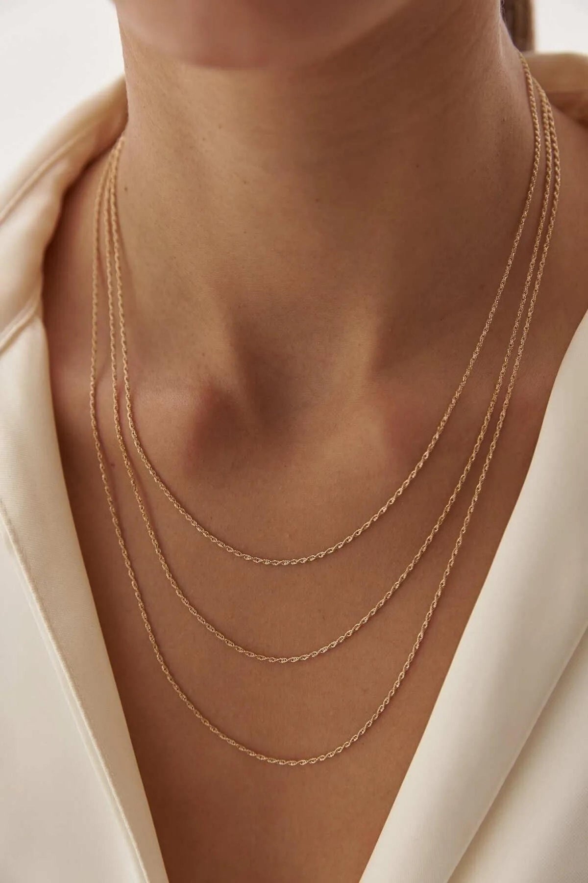 14K Gold 1.2mm Rope Chain Necklace, Fine Twisted Gold Chain, Delicate Layering Jewelry, Classic Everyday Necklace, Gift for Women