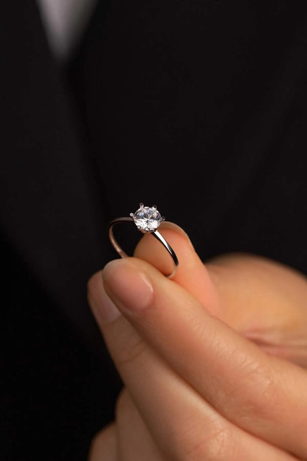 14K Gold Solitaire CZ Ring, Round Cubic Zirconia Engagement Ring, Classic Prong Setting, Dainty Bridal Jewelry, Elegant Gift for Her
