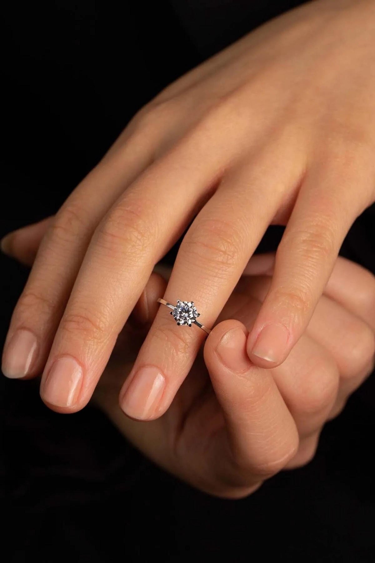 14K Gold Solitaire CZ Ring, Round Cubic Zirconia Engagement Ring, Classic Prong Setting, Dainty Bridal Jewelry, Elegant Gift for Her