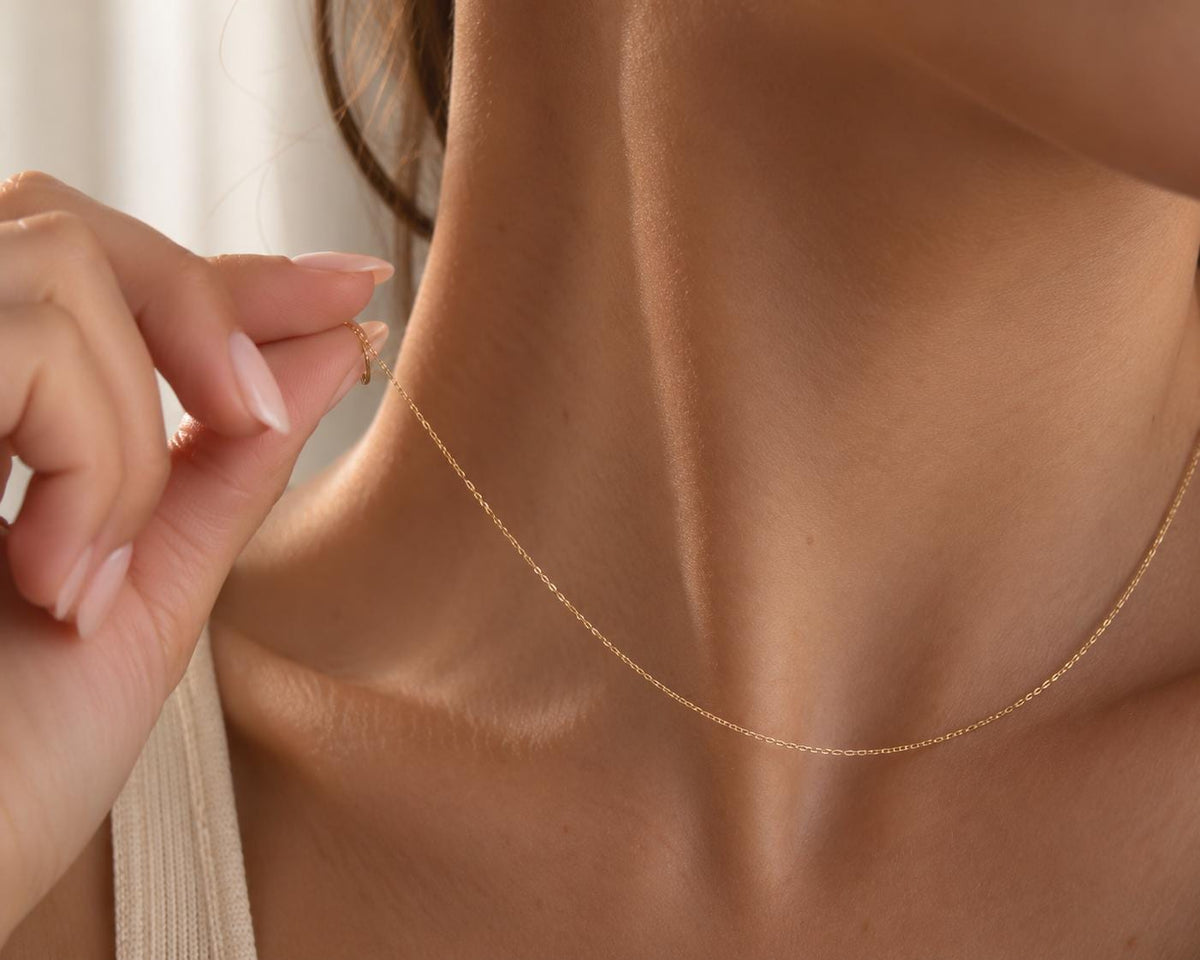 14K Gold Cable Chain Necklace, Classic Oval Link Gold Chain, Timeless Everyday Jewelry, Elegant Layering Necklace, Gift for Women