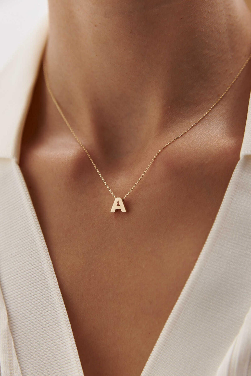 14K Gold Initial Necklace, Personalized Letter Pendant, Dainty Gold Initial Jewelry, Custom Name Style Necklace, Elegant Gift for Women