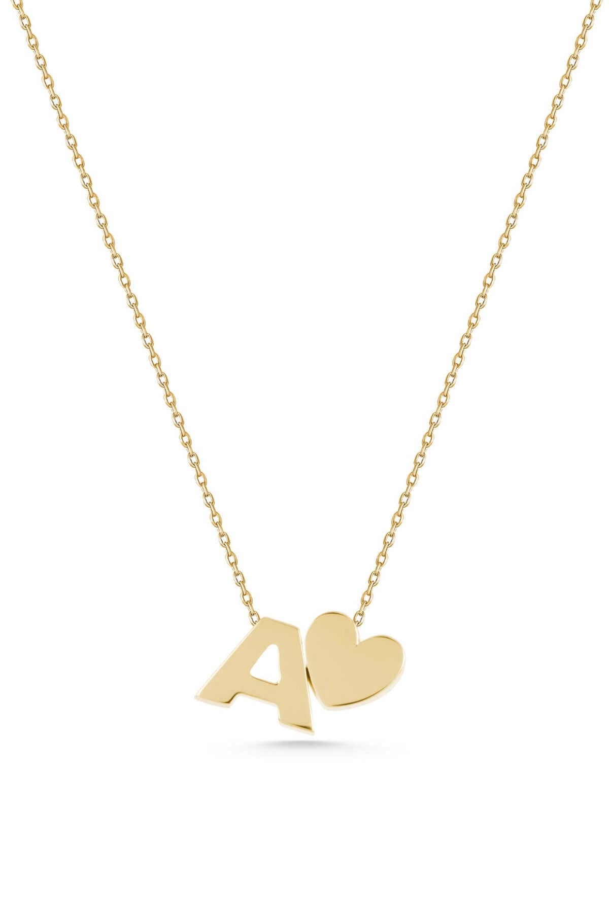14K Gold Heart Initial Necklace, Personalized Letter Pendant, Romantic Gold Jewelry, Dainty Monogram Necklace, Meaningful Gift for Women