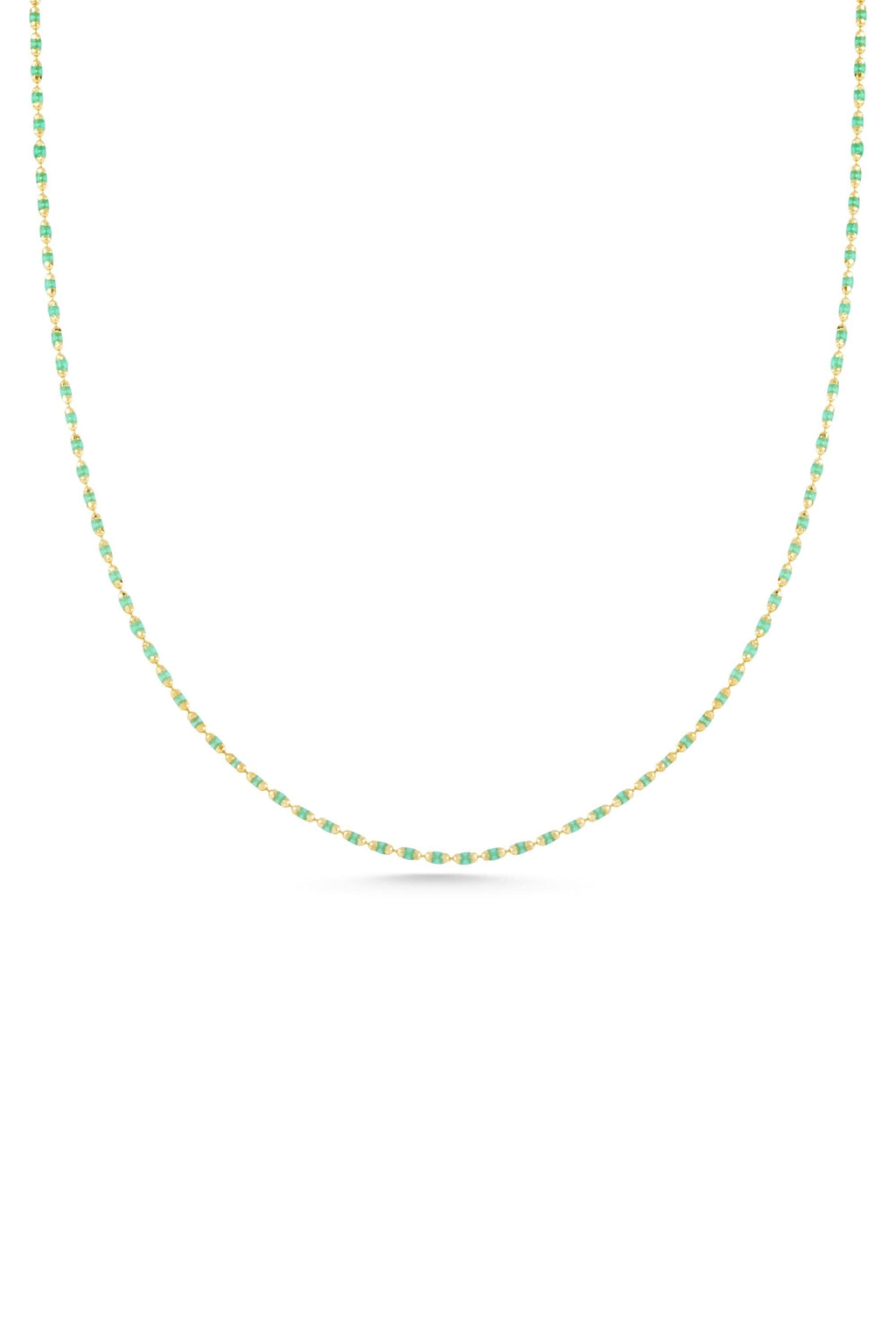 14K Gold Green Bead Necklace, Green Beaded Gold Chain, Vibrant Gemstone Jewelry, Dainty Layering Necklace, Elegant Everyday Gift for Women