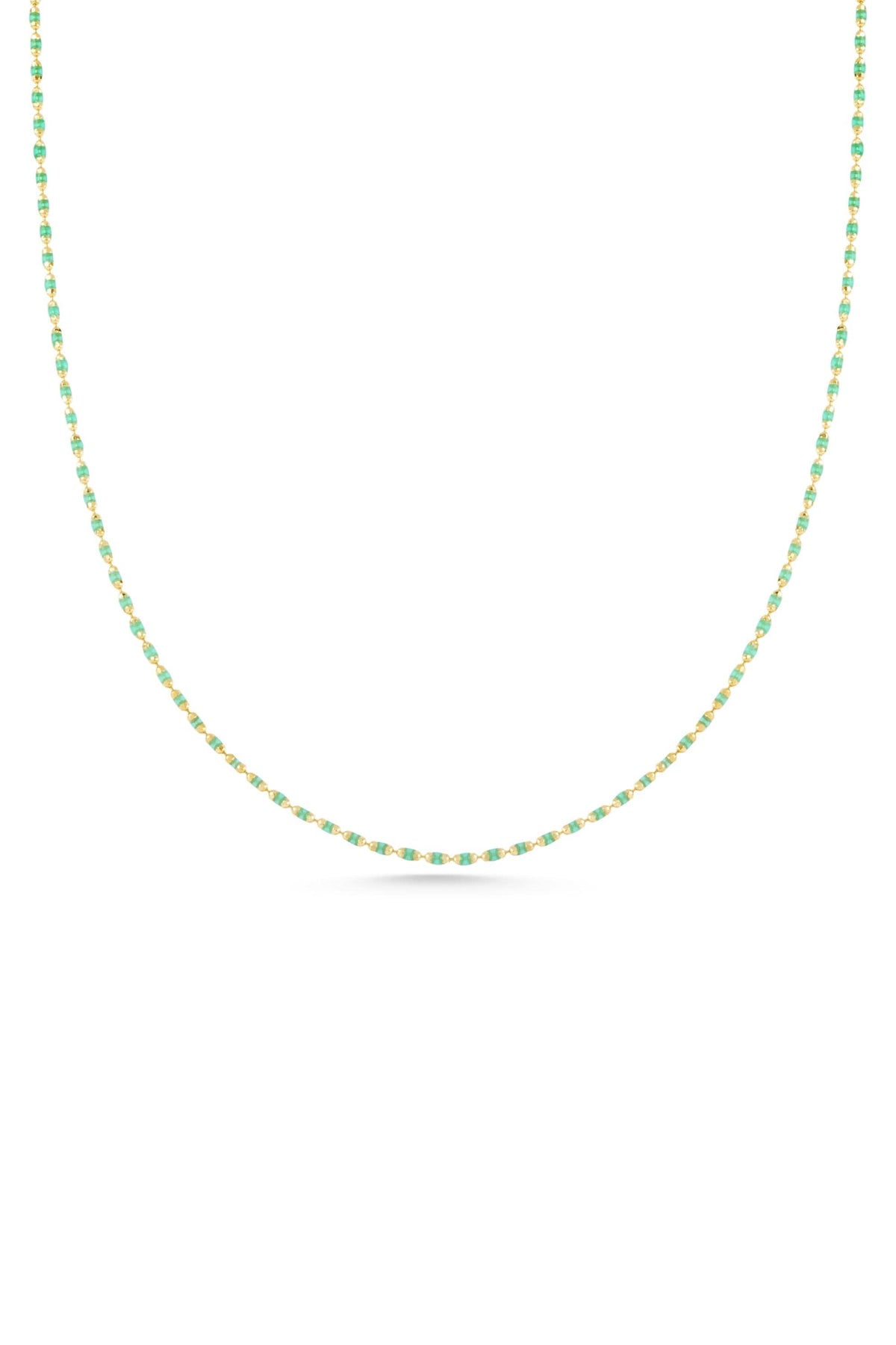 14K Gold Green Bead Necklace, Green Beaded Gold Chain, Vibrant Gemstone Jewelry, Dainty Layering Necklace, Elegant Everyday Gift for Women