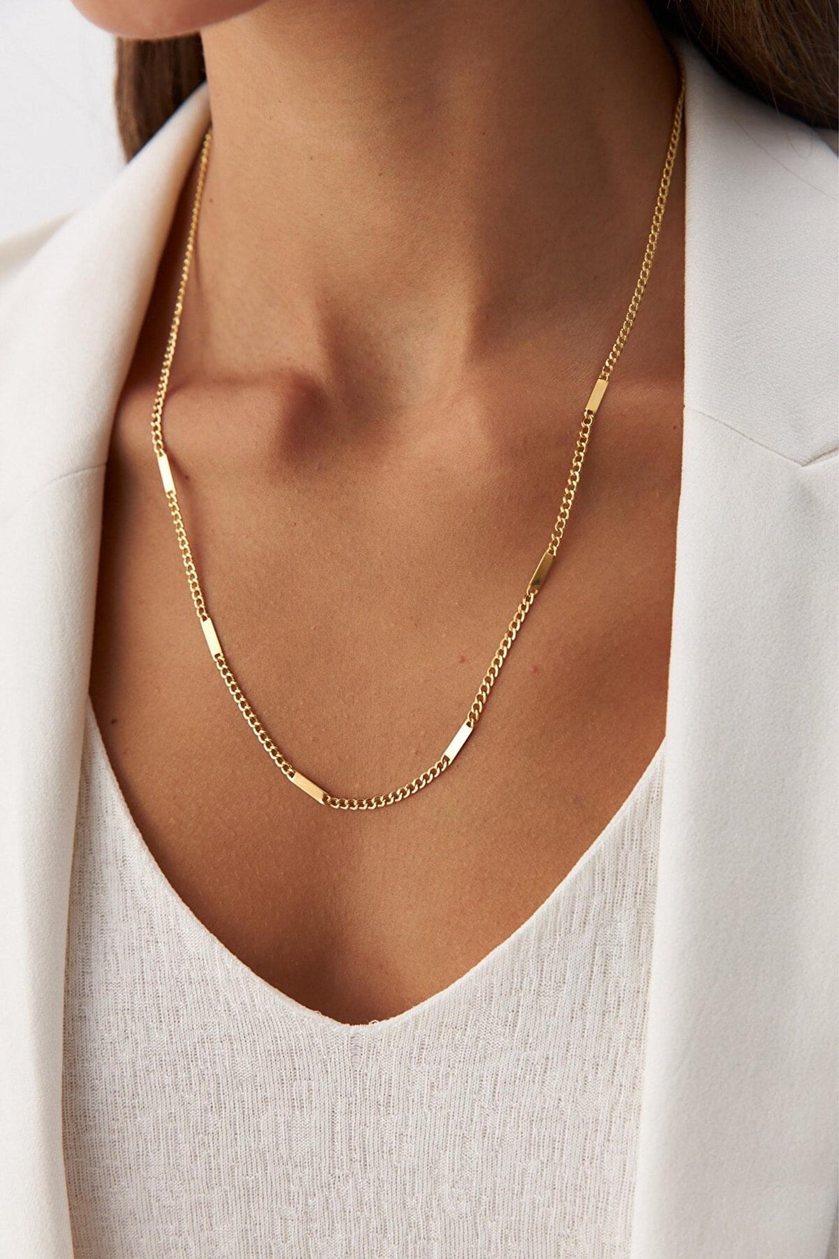 14K Gold Bar Cuban Necklace, Cuban Link Gold Chain, Sleek Bar Link Jewelry, Modern Statement Necklace, Timeless Everyday Gift for Women
