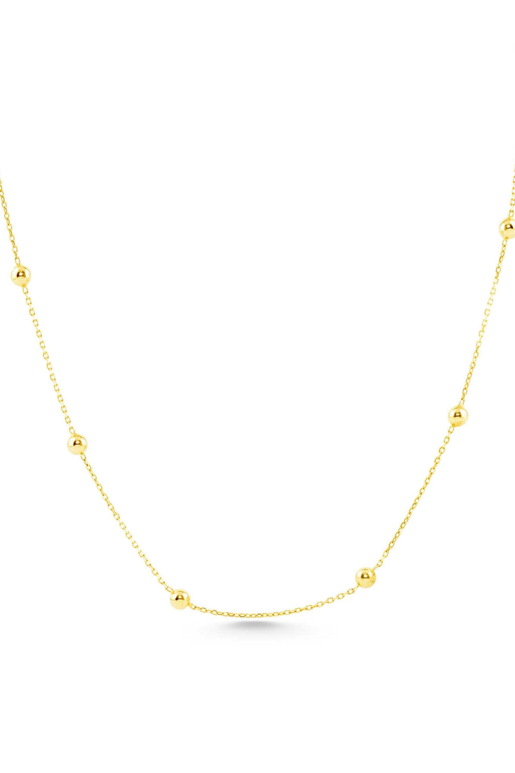 14K Gold Satellite Necklace, Station Chain Jewelry, Dainty Beaded Gold Chain, Elegant Layering Necklace, Delicate Everyday Gift for Women