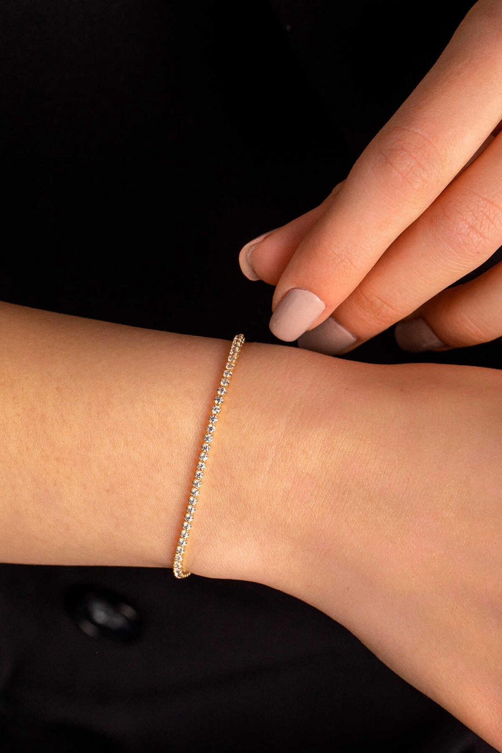 14K Gold 2mm Tennis Bracelet, Classic Sparkling Gold Bracelet, Sleek CZ Link Jewelry, Elegant Stacking Bracelet, Timeless Gift for Women