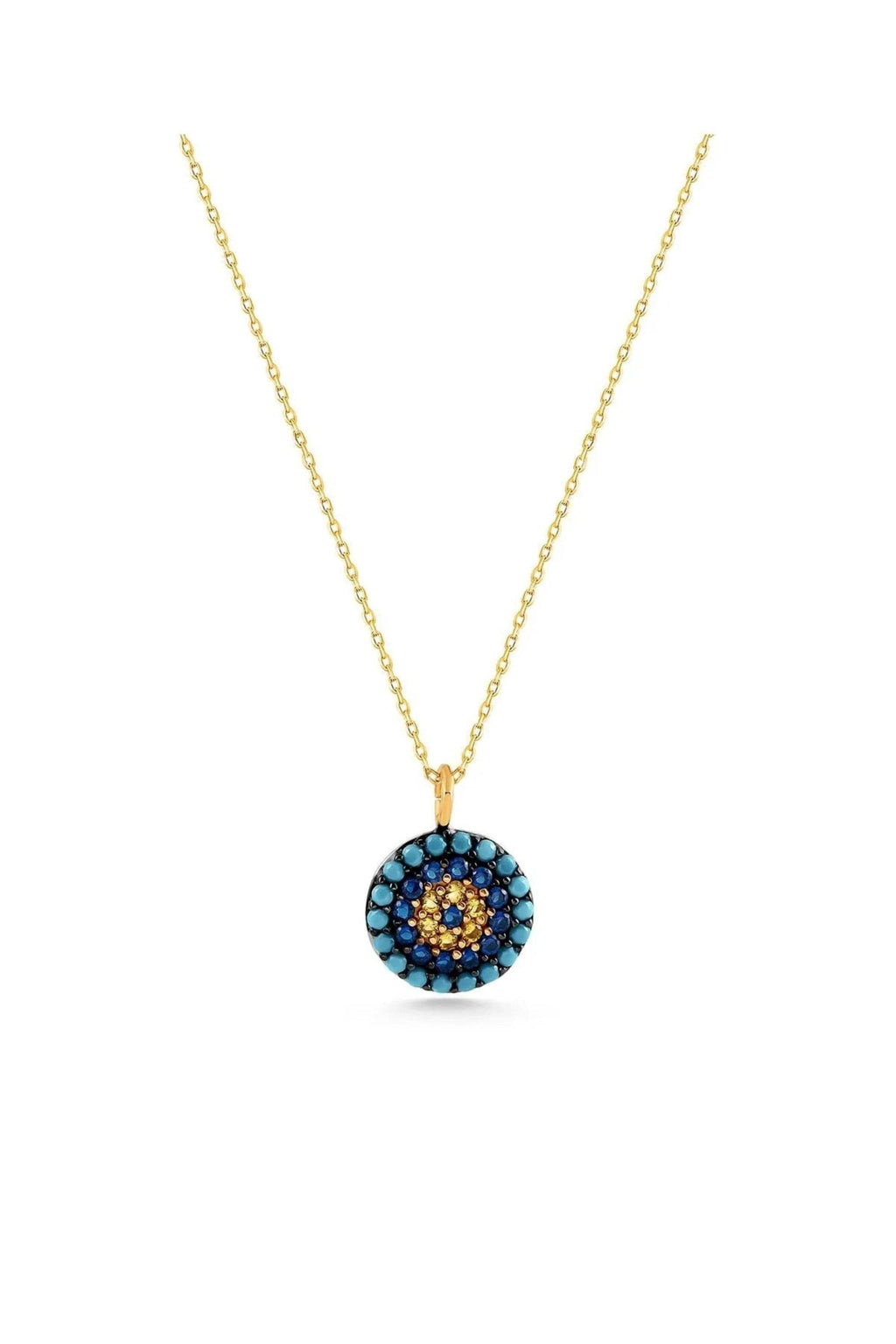 14K Gold Evil Eye Necklace, Turquoise Nazar Pendant, Blue Protection Jewelry, Colorful Symbolic Gold Necklace, Elegant Gift for Women