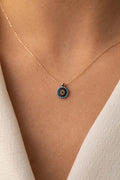 14K Gold Evil Eye Necklace, Turquoise Nazar Pendant, Blue Protection Jewelry, Colorful Symbolic Gold Necklace, Elegant Gift for Women