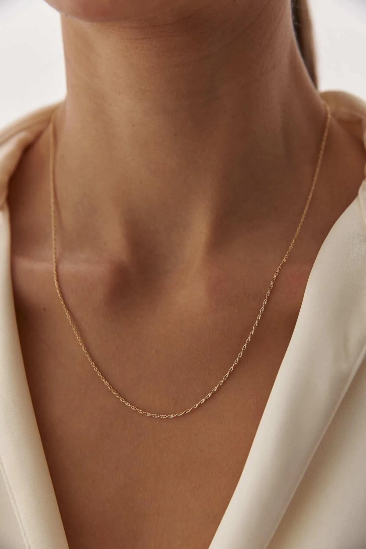 14K Gold 1.2mm Rope Chain Necklace, Fine Twisted Gold Chain, Delicate Layering Jewelry, Classic Everyday Necklace, Gift for Women