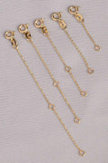 14K Gold Necklace Extender, Solid Gold Chain Extender with Spring Ring Clasp, Adjustable Length Extension, Yellow White Rose Gold