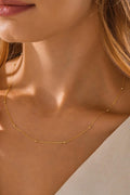 14K Gold Satellite Chain Necklace, Dainty Bead Station Chain, Minimalist Gold Jewelry, Layering Necklace, Everyday Gift for Women