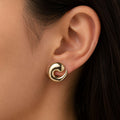 14K Gold Swirl Stud Earrings, Crescent Wave Studs, Sculptural Statement Earrings, Modern Everyday Jewelry, Elegant Gift for Women