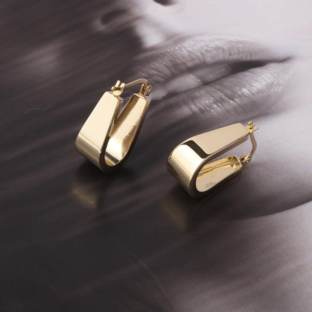 14K Gold Chunky Tapered Hoop Earrings, Bold Wide Gold Hoops, Modern Statement Earrings, Everyday Fine Jewelry, Gift for Women