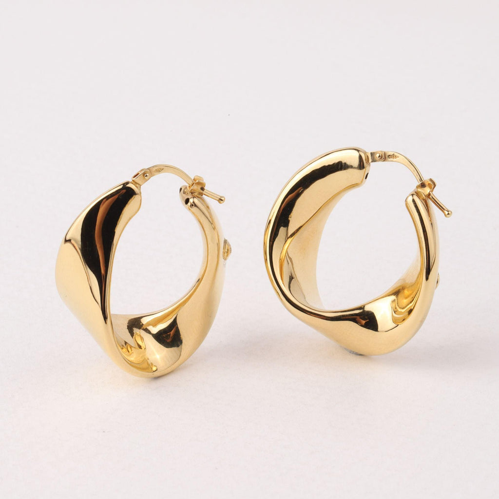 14K Gold Twisted Hoop Earrings, Chunky Wavy Gold Hoops, Sculptural Statement Earrings, Bold Everyday Jewelry, Gift for Women