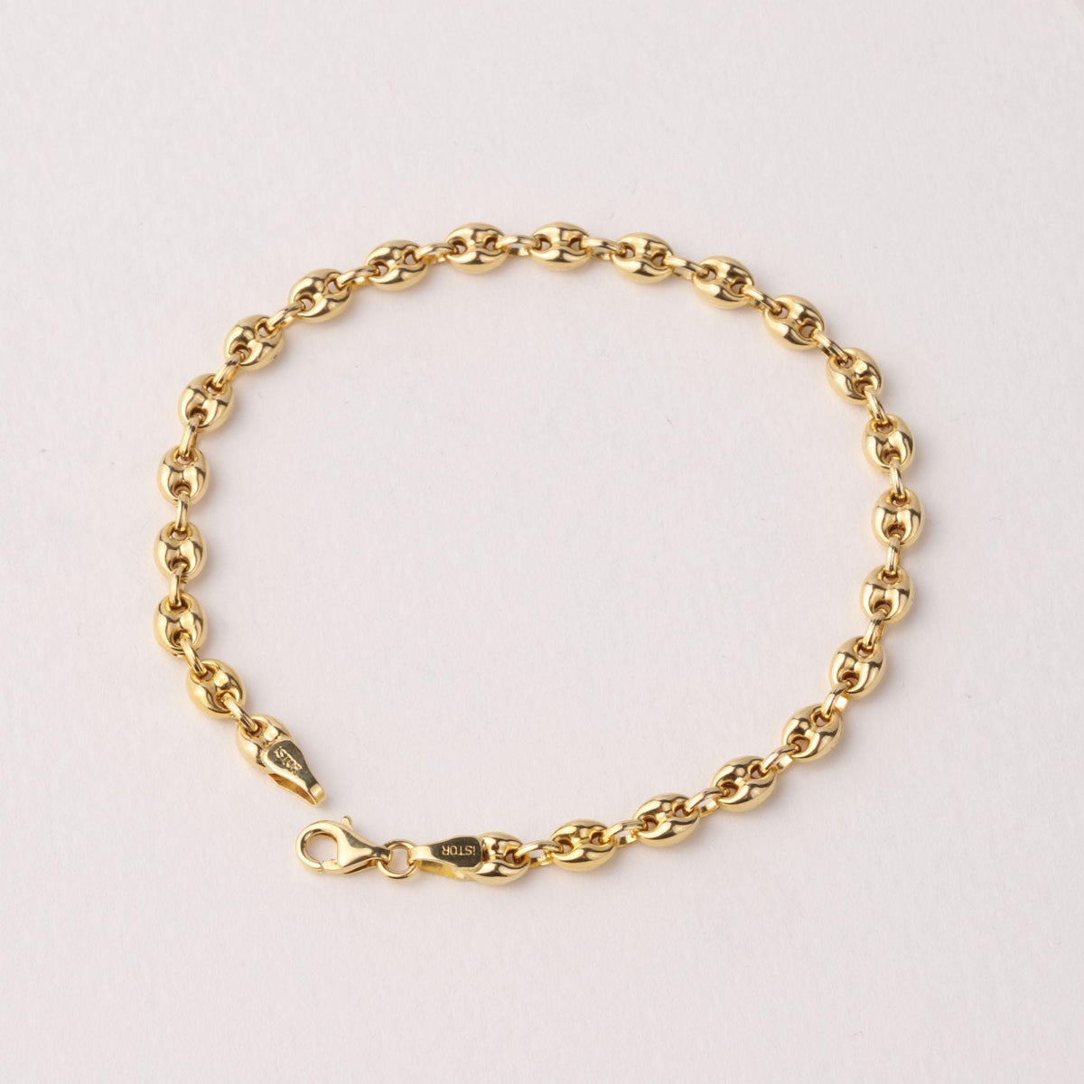 14K Gold 4.5mm Mariner Chain Bracelet, Puffed Anchor Link Bracelet, Nautical Gold Jewelry, Stackable Statement Bracelet, Gift for Her