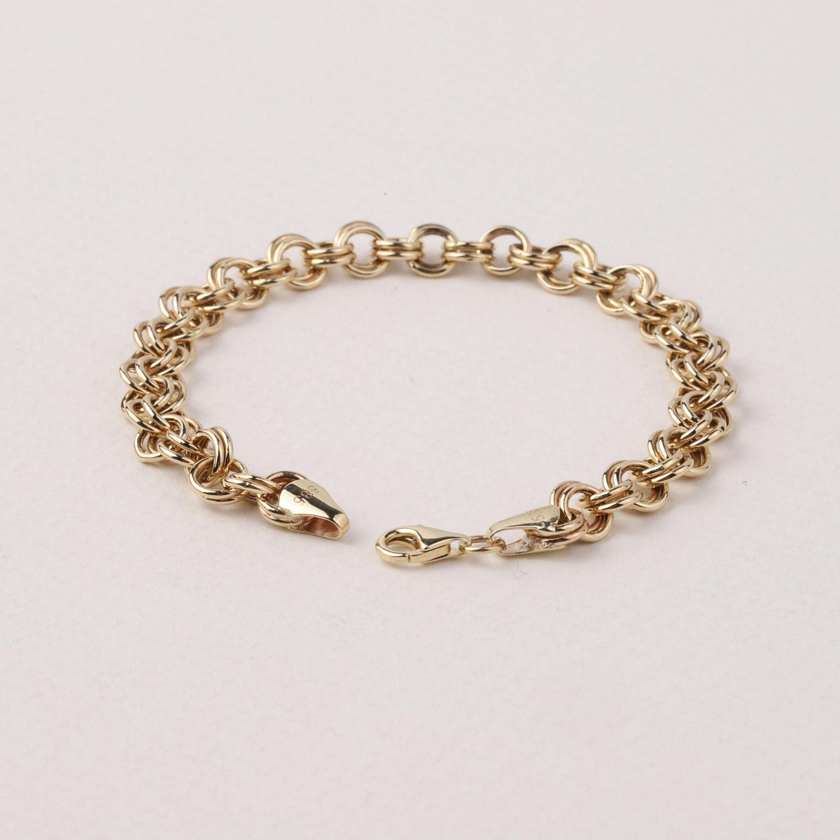 14K Gold 6mm Double Rolo Chain Bracelet, Chunky Round Link Bracelet, Bold Everyday Jewelry, Stackable Statement Bracelet, Gift for Her