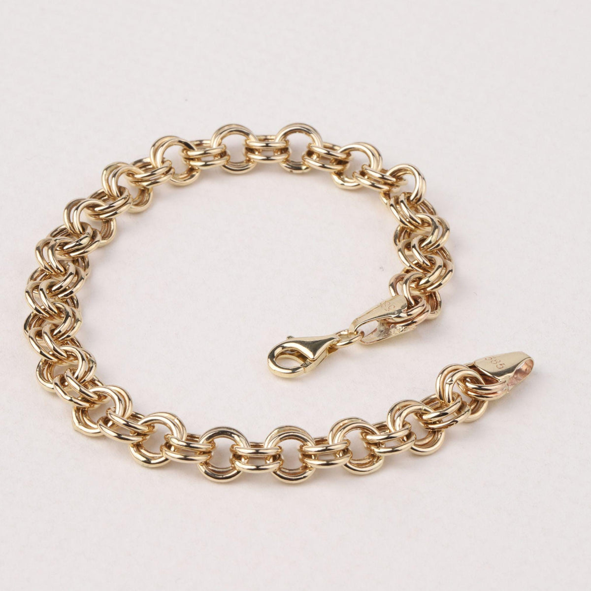 14K Gold 6mm Double Rolo Chain Bracelet, Chunky Round Link Bracelet, Bold Everyday Jewelry, Stackable Statement Bracelet, Gift for Her