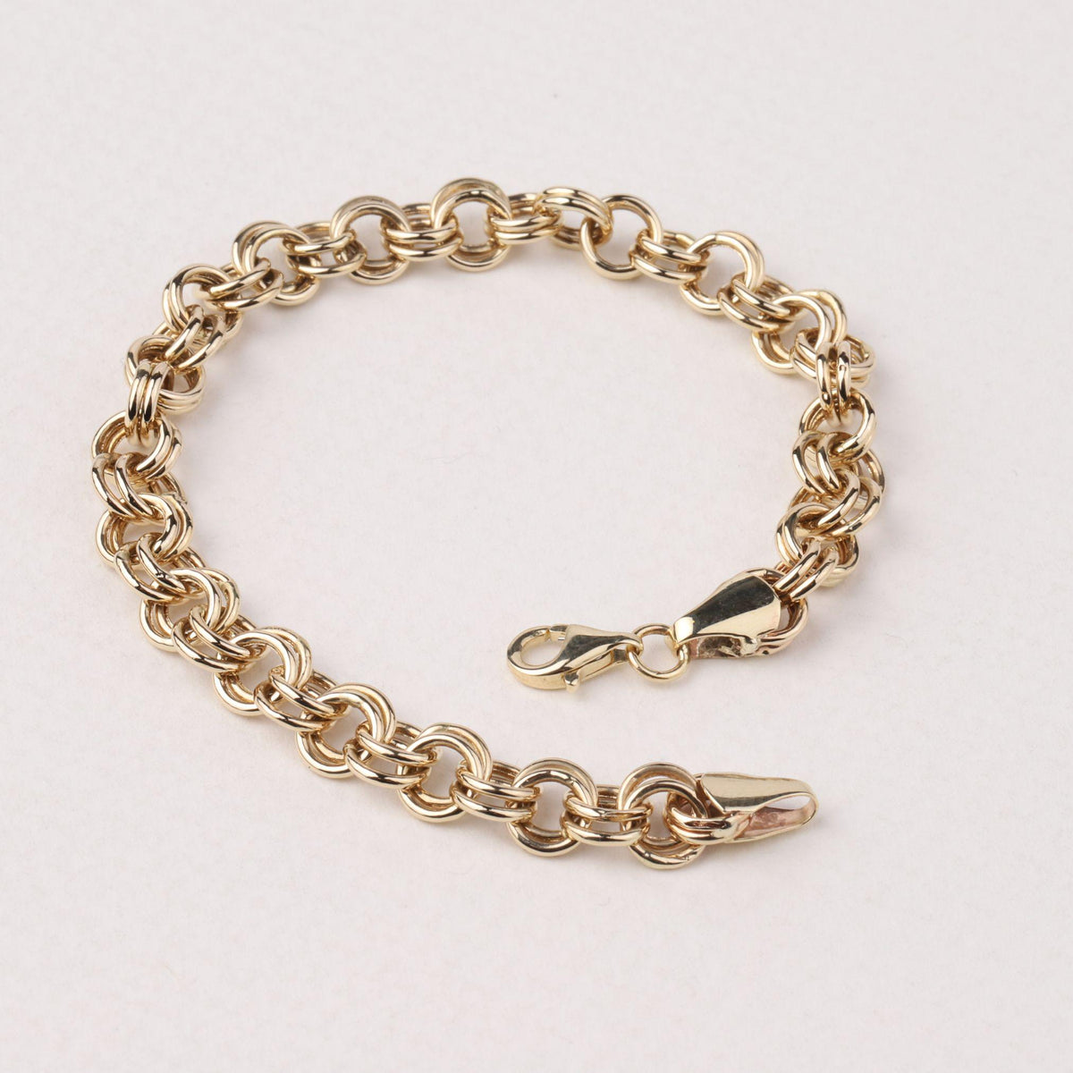 14K Gold 6mm Double Rolo Chain Bracelet, Chunky Round Link Bracelet, Bold Everyday Jewelry, Stackable Statement Bracelet, Gift for Her