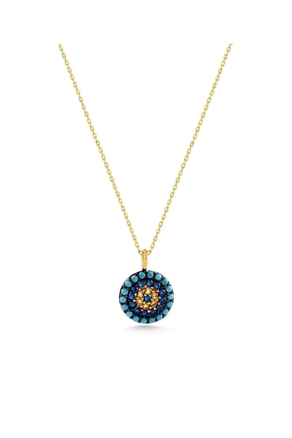 14K Gold Evil Eye Necklace, Turquoise Nazar Pendant, Blue Protection Jewelry, Colorful Symbolic Gold Necklace, Elegant Gift for Women