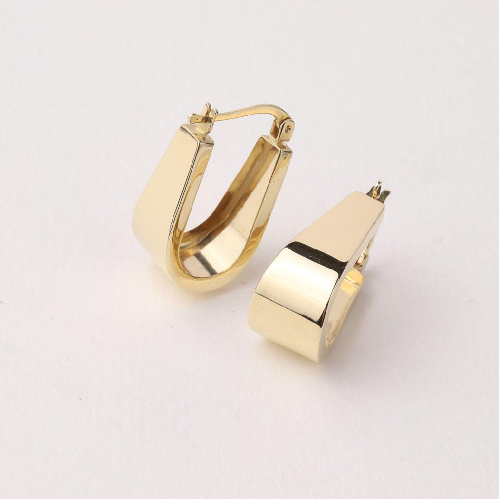 14K Gold Chunky Tapered Hoop Earrings, Bold Wide Gold Hoops, Modern Statement Earrings, Everyday Fine Jewelry, Gift for Women