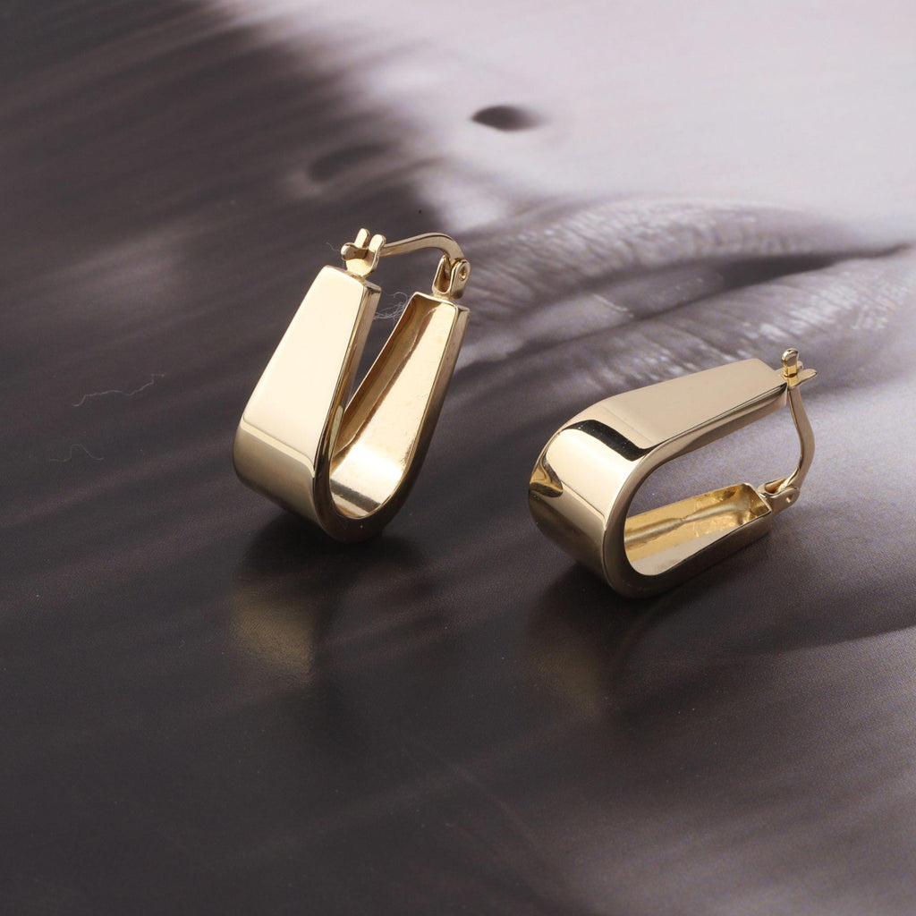 14K Gold Chunky Tapered Hoop Earrings, Bold Wide Gold Hoops, Modern Statement Earrings, Everyday Fine Jewelry, Gift for Women