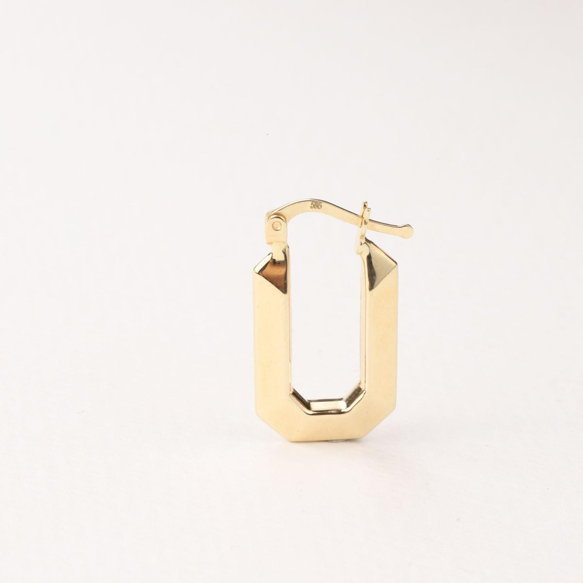 14K Gold Geometric Hoop Earrings, Faceted Rectangle Hoops, Modern Octagon Earrings, Minimalist Everyday Jewelry, Gift for Women