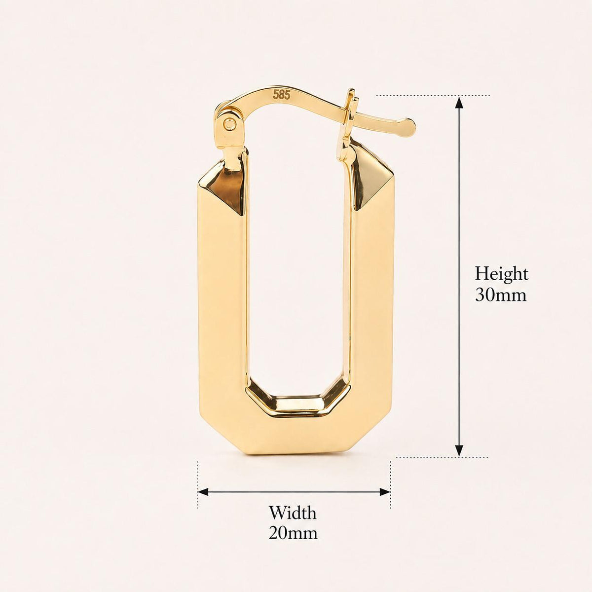 14K Gold Geometric Hoop Earrings, Faceted Rectangle Hoops, Modern Octagon Earrings, Minimalist Everyday Jewelry, Gift for Women