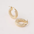 14K Gold Chunky Textured Hoop Earrings, Thick Diamond Cut Hoops, Bold Sparkle Earrings, Everyday Fine Jewelry, Gift for Women