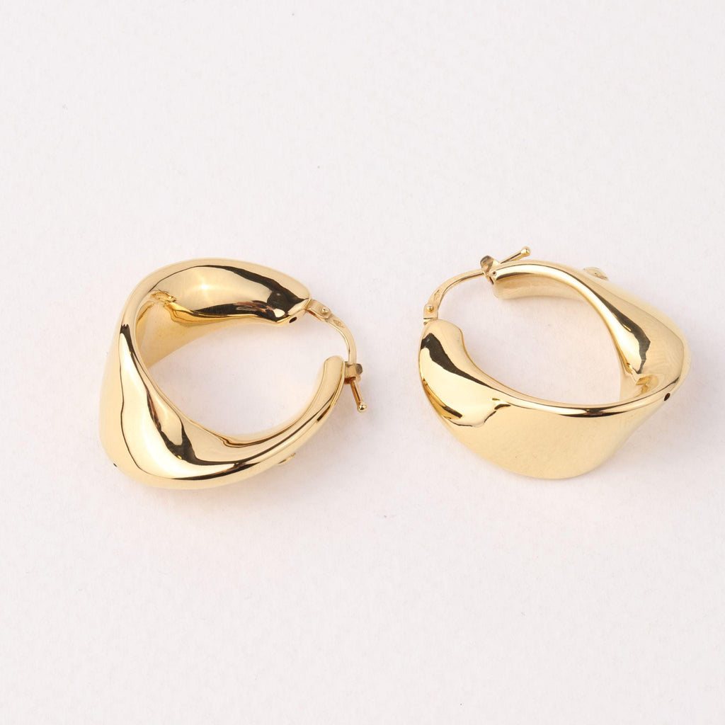 14K Gold Twisted Hoop Earrings, Chunky Wavy Gold Hoops, Sculptural Statement Earrings, Bold Everyday Jewelry, Gift for Women