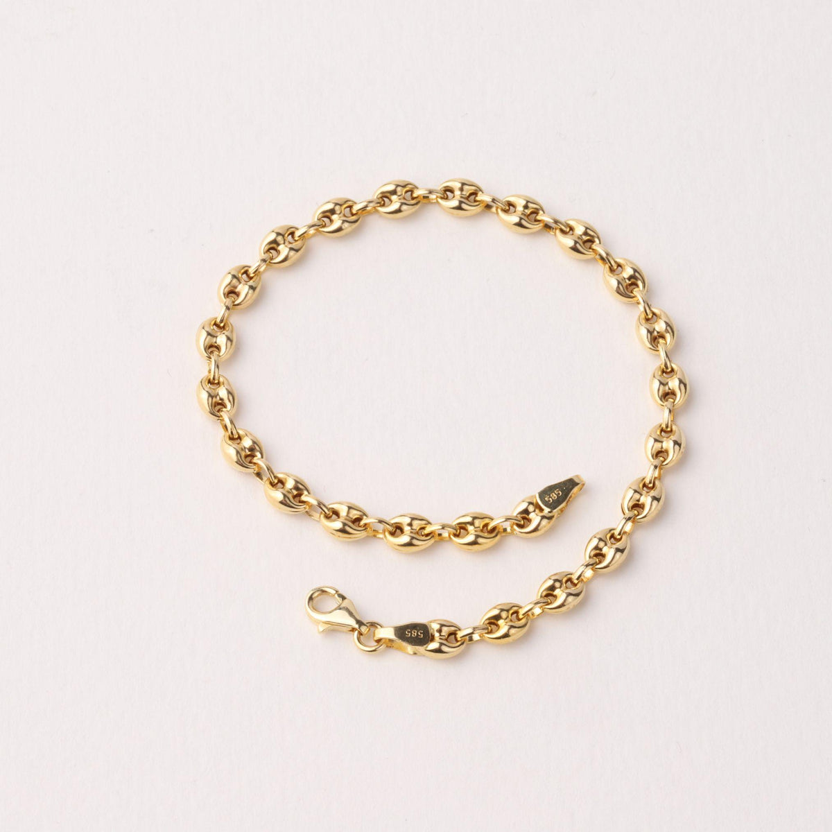 14K Gold 4.5mm Mariner Chain Bracelet, Puffed Anchor Link Bracelet, Nautical Gold Jewelry, Stackable Statement Bracelet, Gift for Her