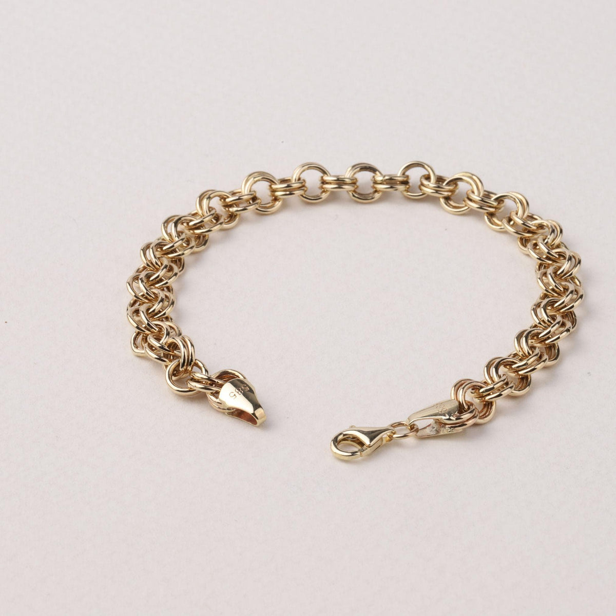 14K Gold 6mm Double Rolo Chain Bracelet, Chunky Round Link Bracelet, Bold Everyday Jewelry, Stackable Statement Bracelet, Gift for Her